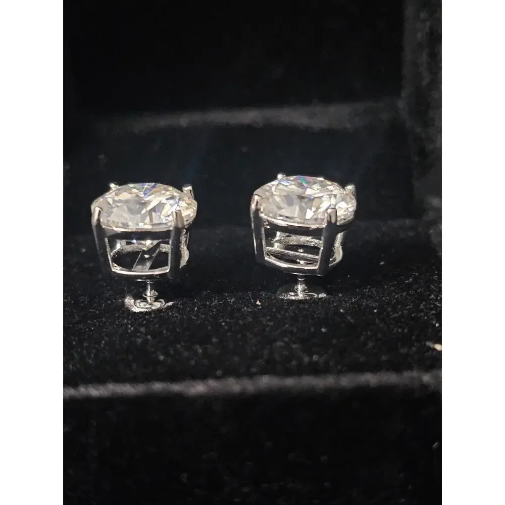 10mm (8 carat) Moissanite S VVS Cut Stud Earrings 925 Sterling Silver